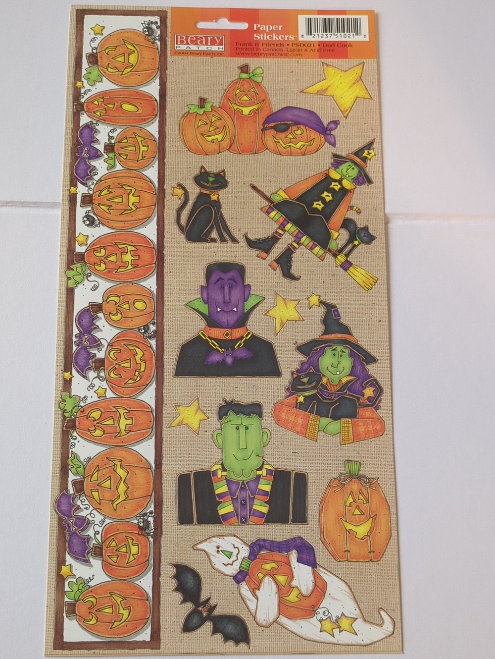☀️ VTG Beary Patch Paper Stickers Frank & Friends PSD021 Dari Cook